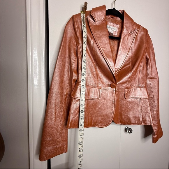 Vintage Orange Iridescent 100% leather Blazer XSmall - Worthington - Picture 7 of 8